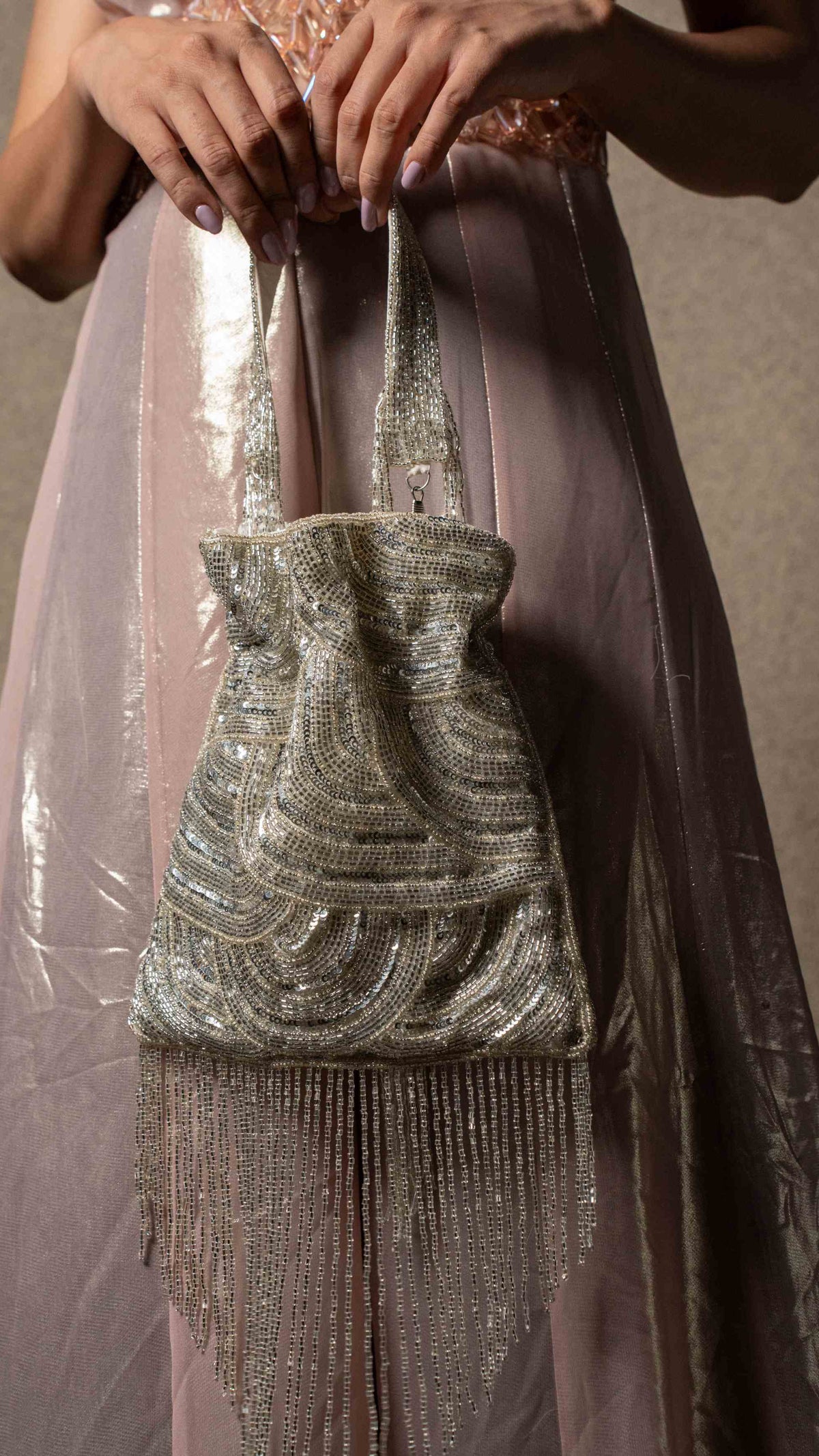 Metallic jumpsuit with crystal detailing