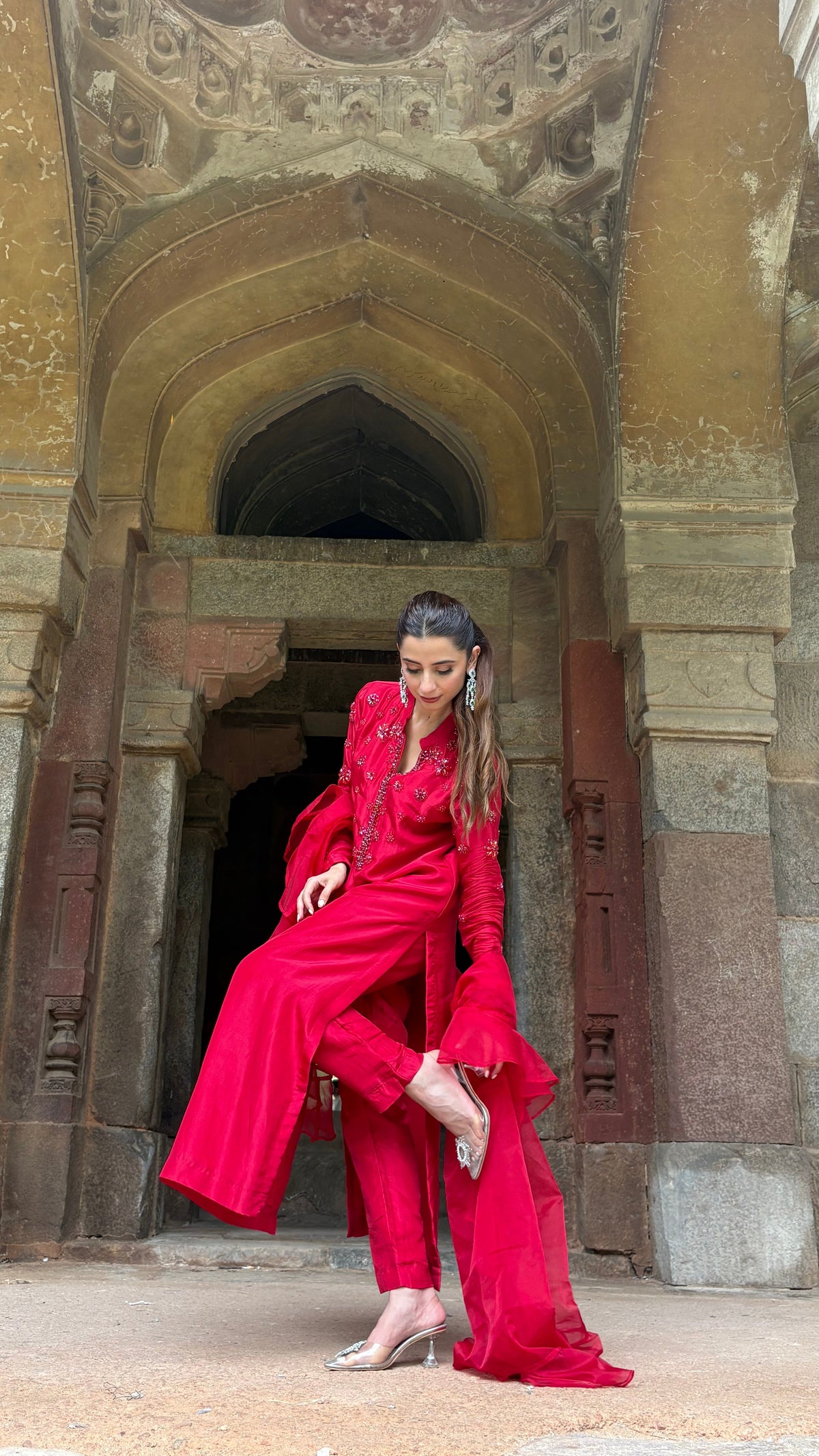 Laalima - Red Ruffle Suit Set