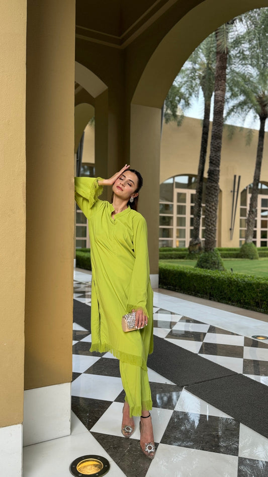 Saba- Lime Green Kurta Set