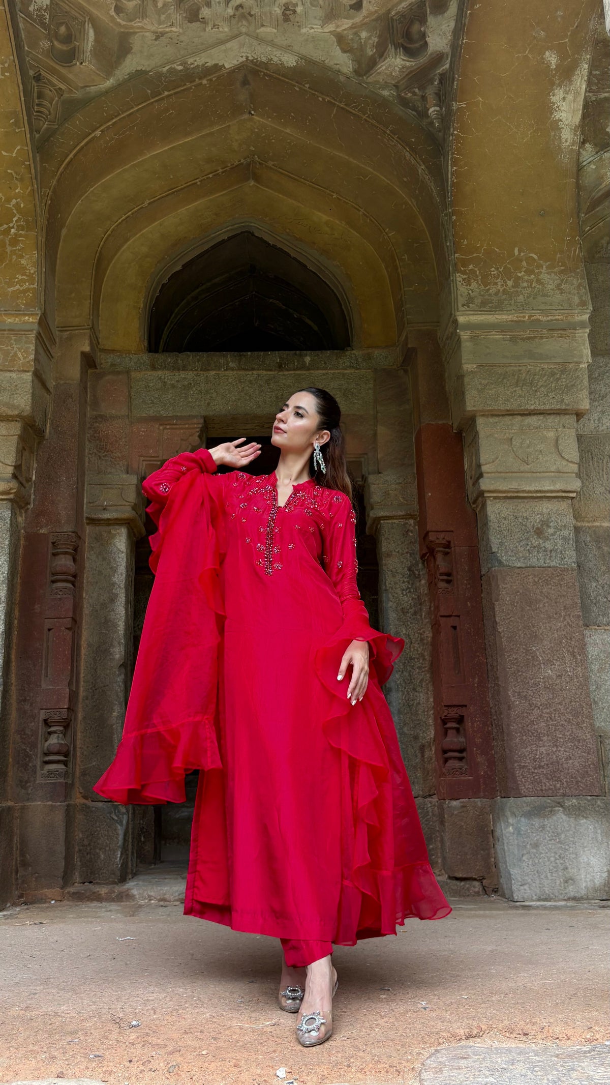 Laalima - Red Ruffle Suit Set