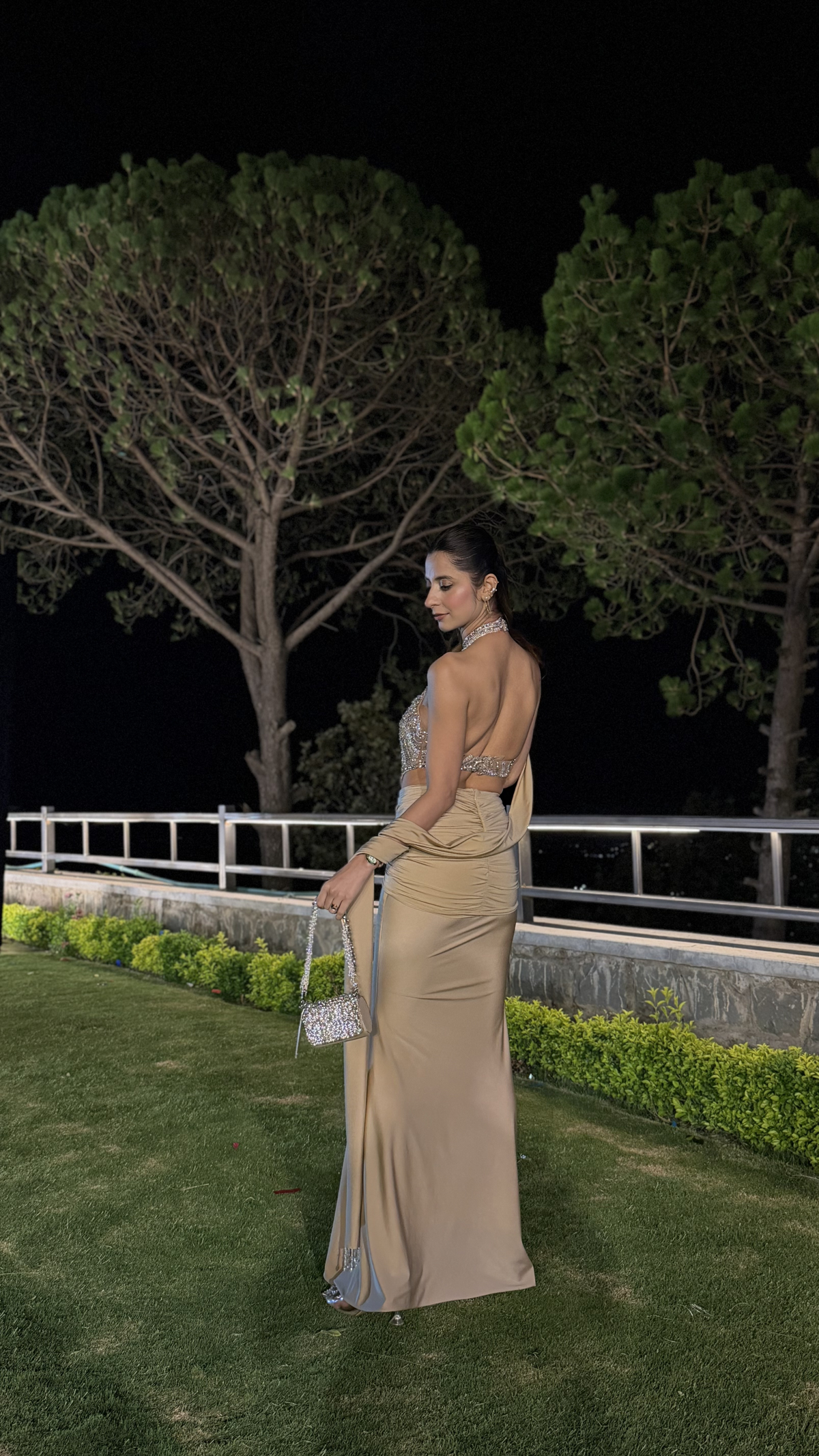 Celesté Crystal Drape Gown