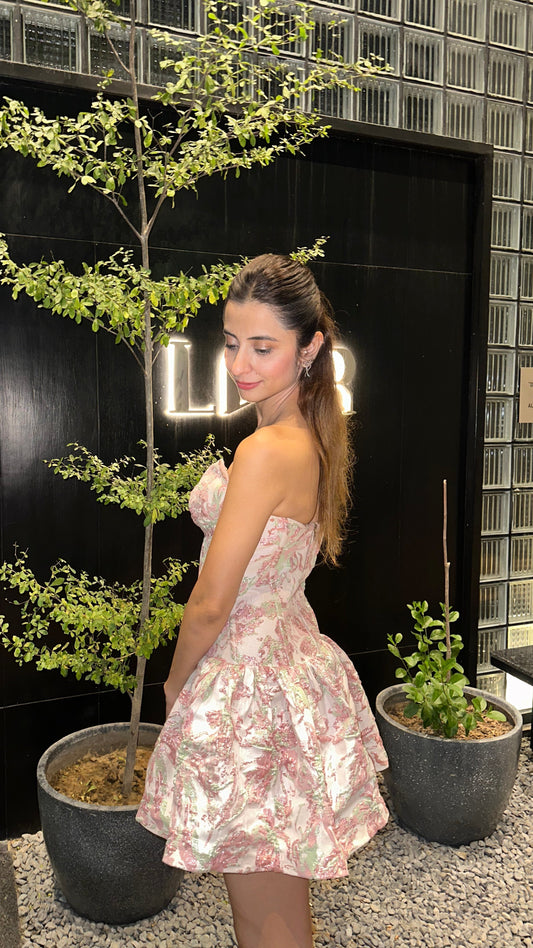 Ethereal Bloom Jacquard Mini Dress