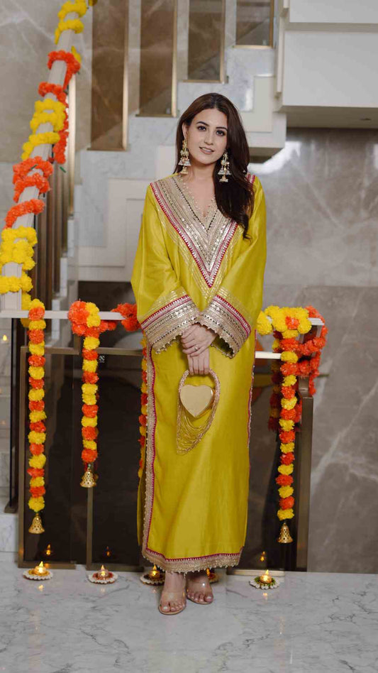 Green Kaftaan with Gota Patti Embroidery
