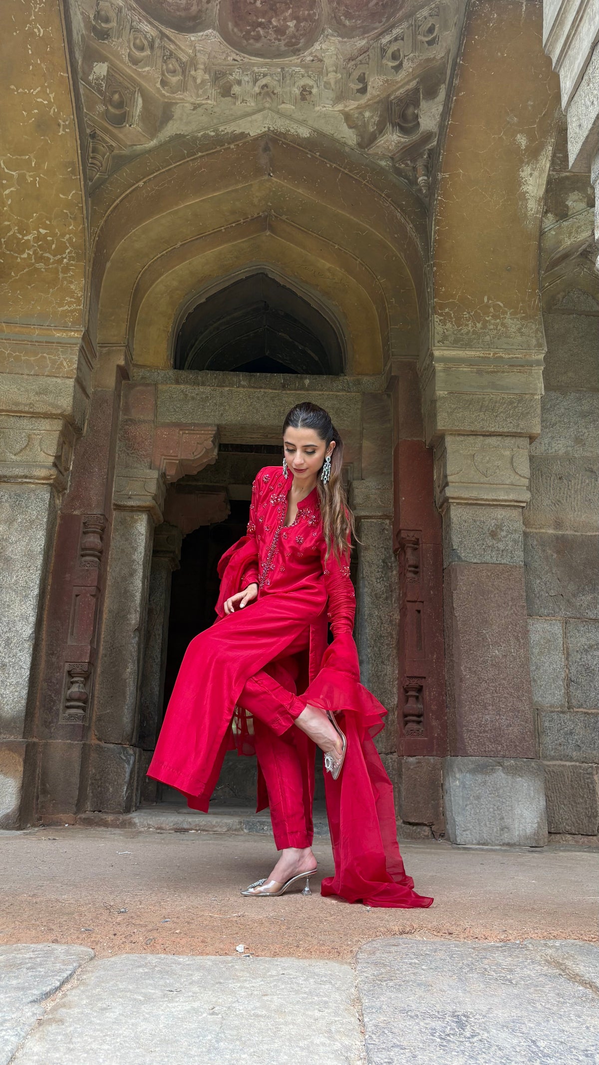 Laalima - Red Ruffle Suit Set
