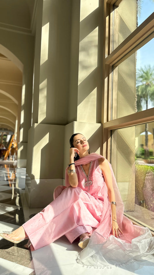 Abeer- Blush Pink Farshi Suit Set