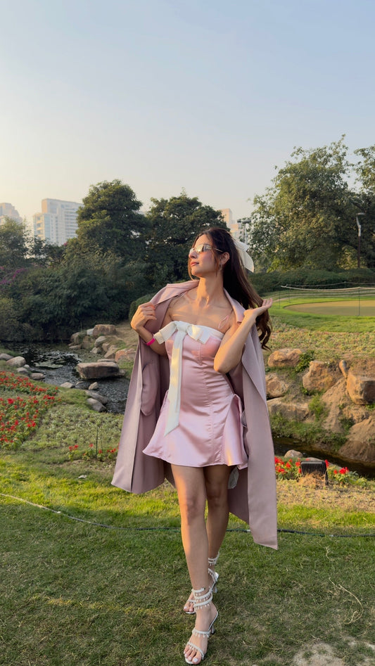 Blush Belle Satin Bow Mini Dress