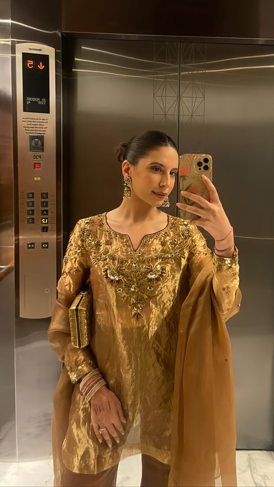 Noor-e-Bahar Sharara Suit ( Gold )