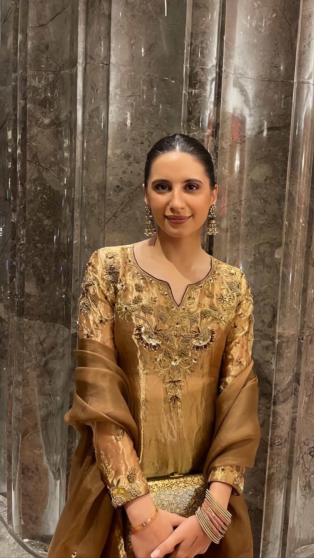 Noor-e-Bahar Sharara Suit ( Gold )