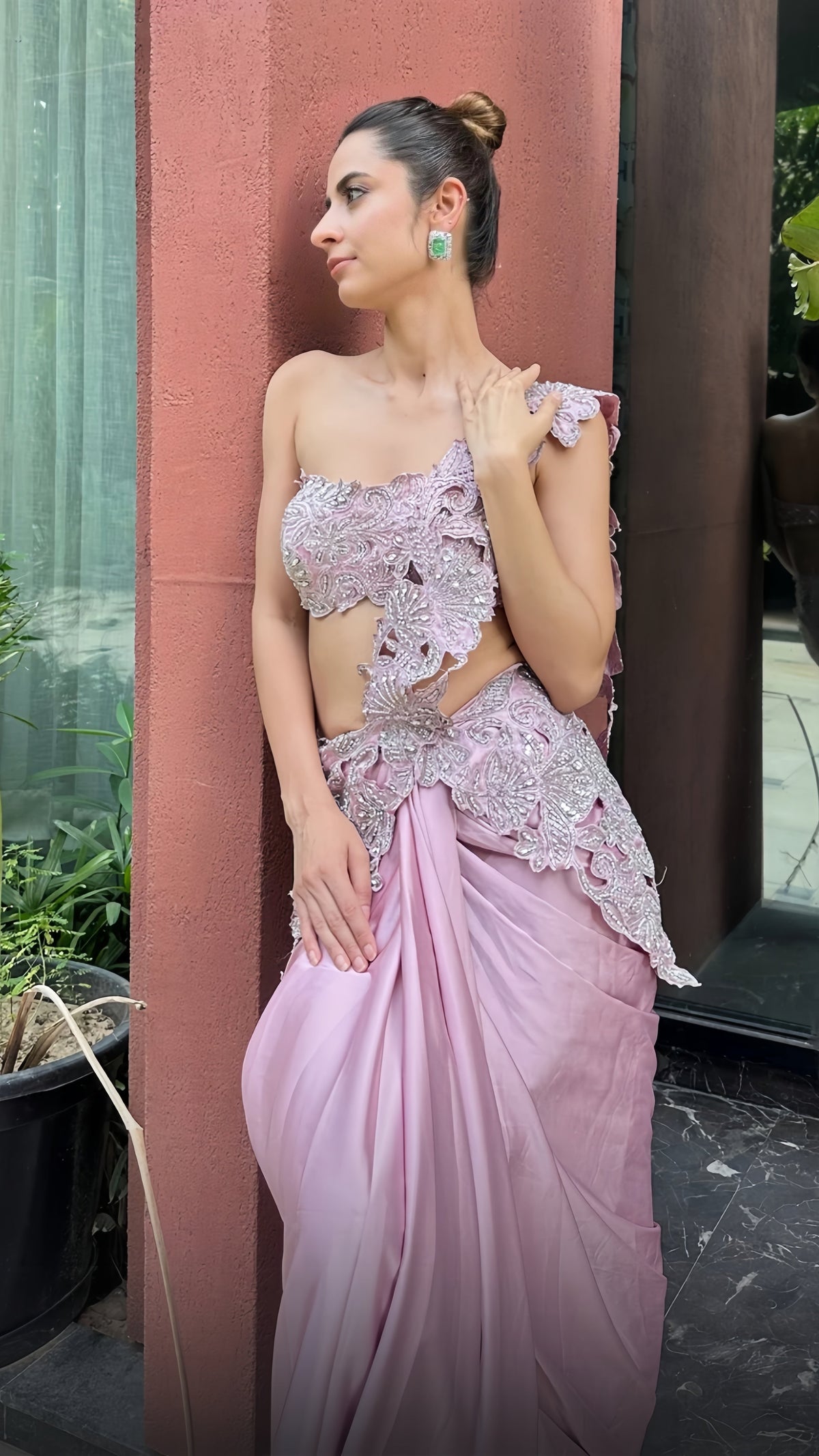 Rose Mirage - Blush Sculpted Saree