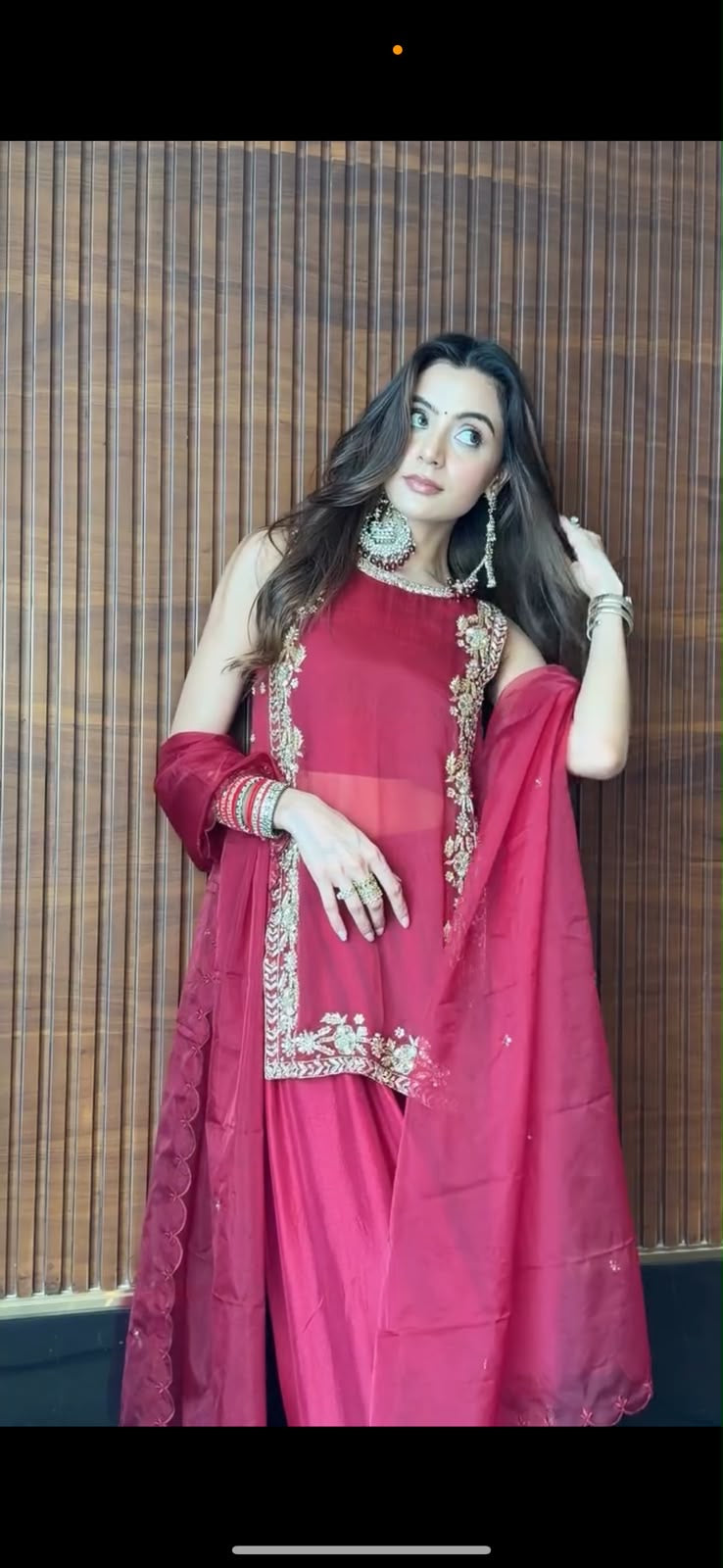 Sonali Singh in Kaisha's red embroidered balloon pant set
